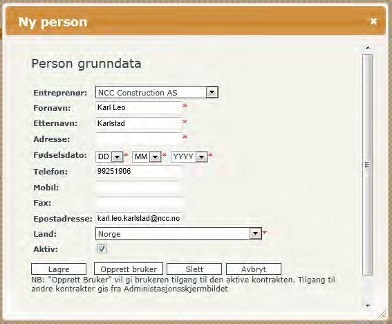 Del II - For Statens vegvesen 27 person-bruker (til bruk av oversiktslister) for entreprenørene direkte fra det samme skjermbildet.