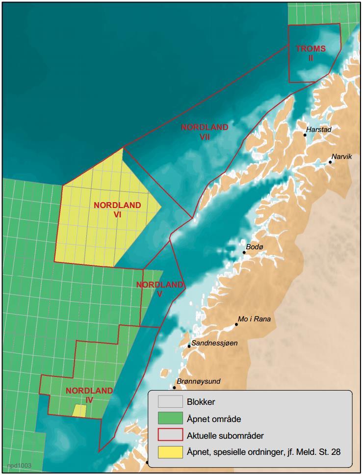 Figur 6-2: Oversikt over olje- og gassfelt i Norskehavet.