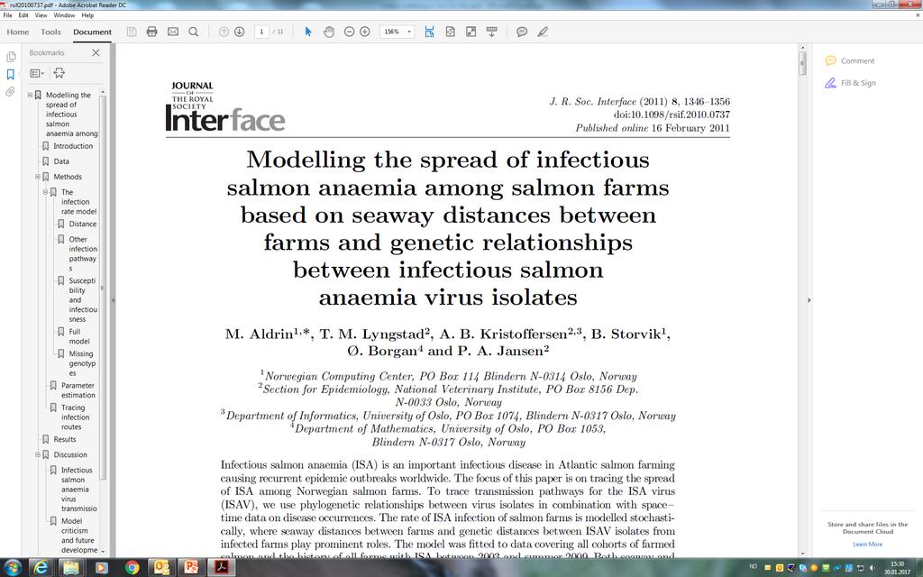 2011 Nearly half of the farms with ISA in the investigated period are predicted to have been infected by an