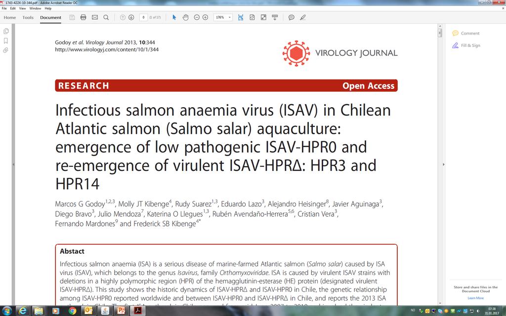 2013 This is the first report of ISA linked directly to the presence of ISAV-HPR0, and provides strong evidence supporting the contention