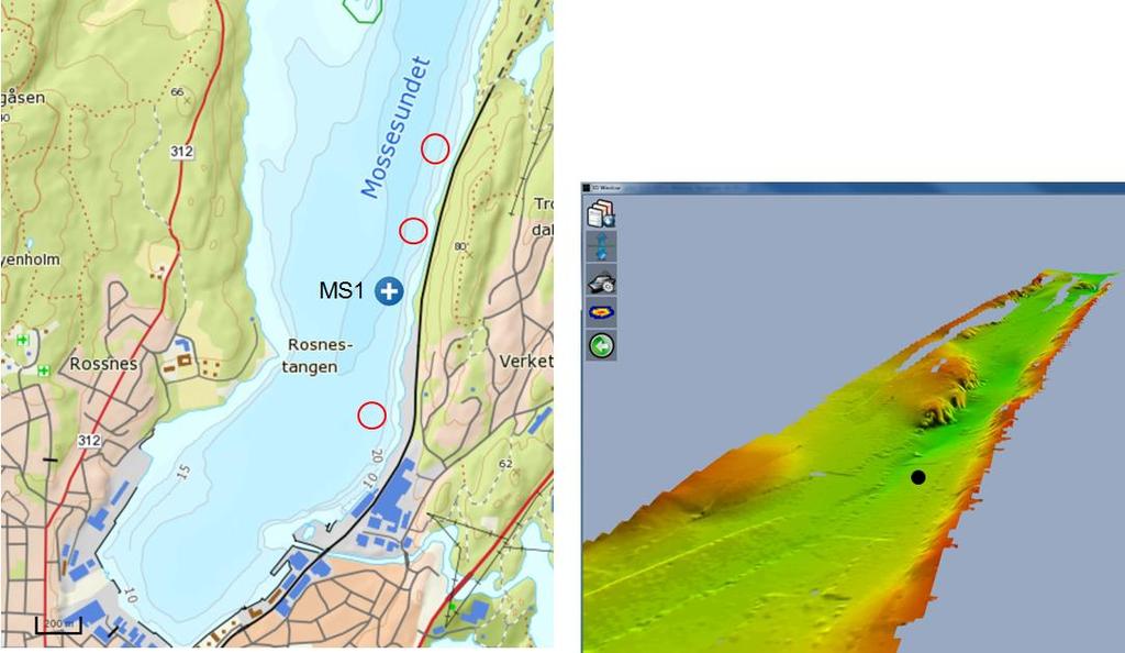 ved stasjon VB1 (plassering er vist i Figur 2). Innerst i Moss Havn ble det brukt en akustisk doppler-strømmåler av type Nortek Aquadopp. Måleren ble plassert ved 8 meters vanndyp og målte strøm ca.