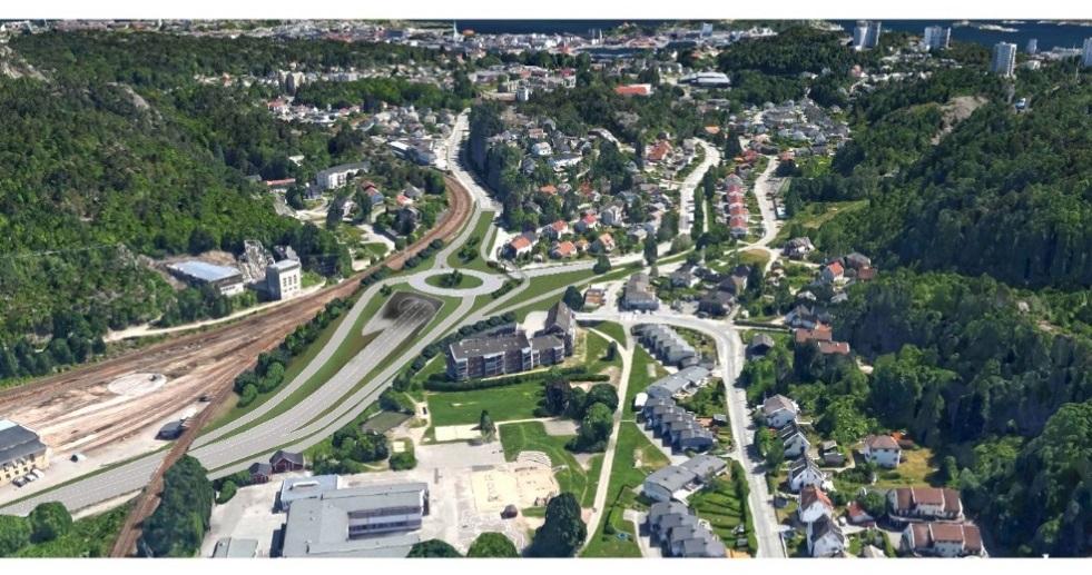 Ny lokalbru over Otra mellom Sødal og Eg. Havnegata er åpen for gjennomkjøringstrafikk. Ny E18/E39 mellom Gartnerløkka og Breimyr. Ytre ring (Antatt grønn linje), uten kobling fv. 1 (Sødalskrysset).