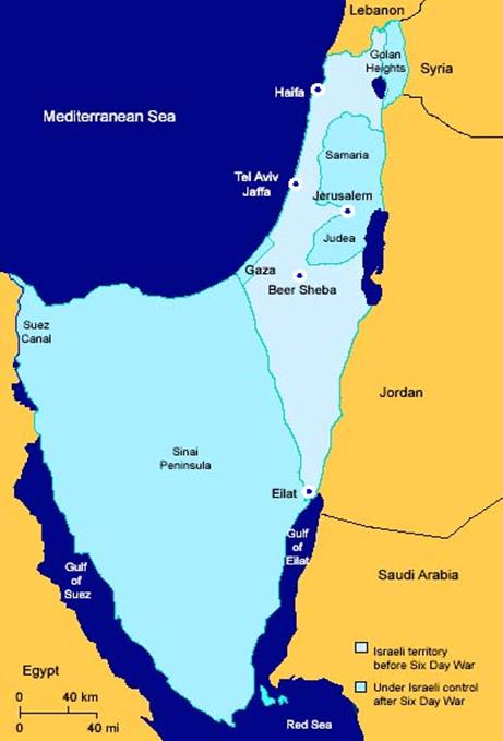 Siden 1967 har Israel gitt fra seg over 90% av området de inntok i denne krigen, hele Sinai ble gitt tilbake til Egypt gjennom fredsavtalen. De har således etterkommet kravet i FNs resolusjon 242.