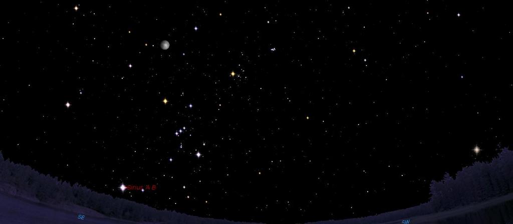 1.4 Observasjon og undring Aktivitet 1 Bli kjent med januar himmelen Stjernehimmelen (mot syd) over Kristiansand 17.