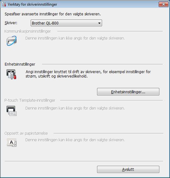 Endre etikettskriverinnstillinger Bruke Verktøy for skriverinnstillinger for Windows 4 1 Koble skriveren til datamaskinen for konfigurering. 2 Start Verktøy for skriverinnstillinger.
