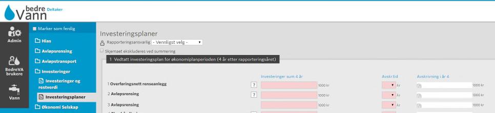 4.4.2 Investeringsplaner for kommende økonomiplanperiode Registrering i feltgruppe 1: