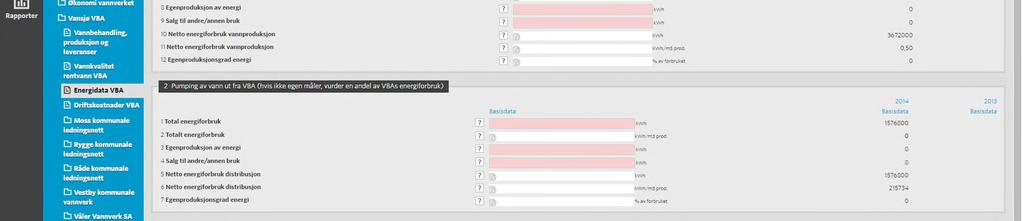 For de større vannverkene, som er det mest interessant å benchmarke de de andre selskapenes vannverk, må energidata for det enkelte