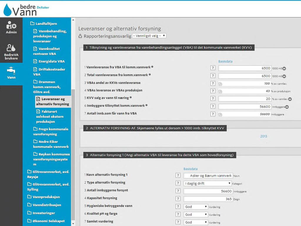 3.1.4 Kommunale vannverk vannbehandlingsanlegget leverer vann til For hvert kommunalt vannverk som vannbehandlingsanlegget leverer vann til er det to skjemaer som det skal fylles ut data i.