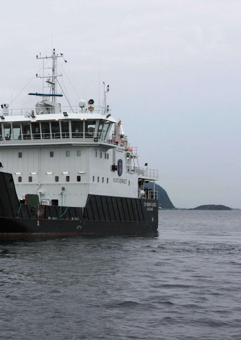 OV BØKFJORD Med det nye fartøyet OV Bøkfjord har Kystverket både bidratt til teknologiutvikling av klimavennlige løsninger for sjøtransporten og til reduksjon i klimagassutslipp.