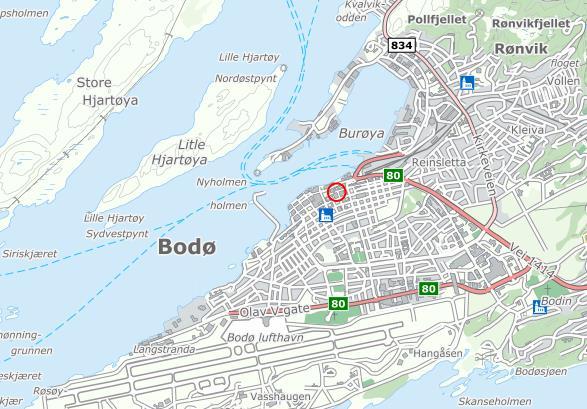 1 Beliggenhet Planområdet ligger svært sentralt i Bodø sentrum i den delen som historisk var Bodøs