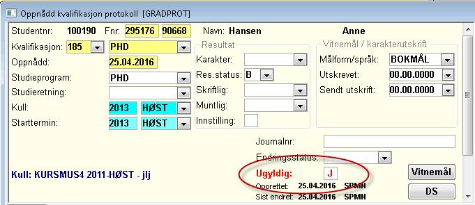 Kvalifikasjon Sperring mot sletting av rapporterte kvalifikasjoner