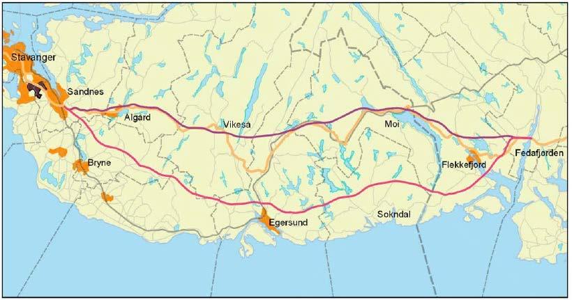 Effektmål Effektmålene er de resultater som skal oppnås gjennom tiltaket, med fokus på virkninger for brukerne av transportsystemet: ca. 40 min kortere kjøretid mellom Lyngdal vest og Sandnes.