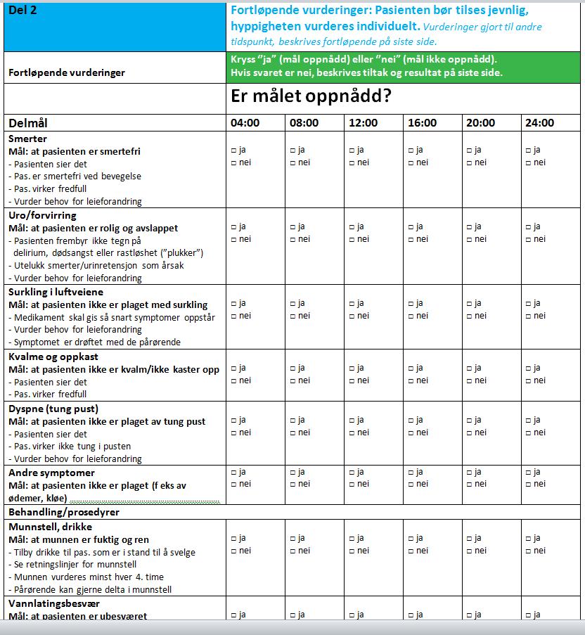 Pasienten bør tilses jevnlig, hyppigheten vurderes individuelt.