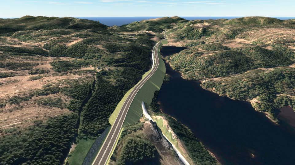 Ny E39 dreier så mot vest og møter dagens E39 på sørsiden av Iddelandsvatnet ved Lyngåsen, og fortsetter langs eksisterende E39 fram til