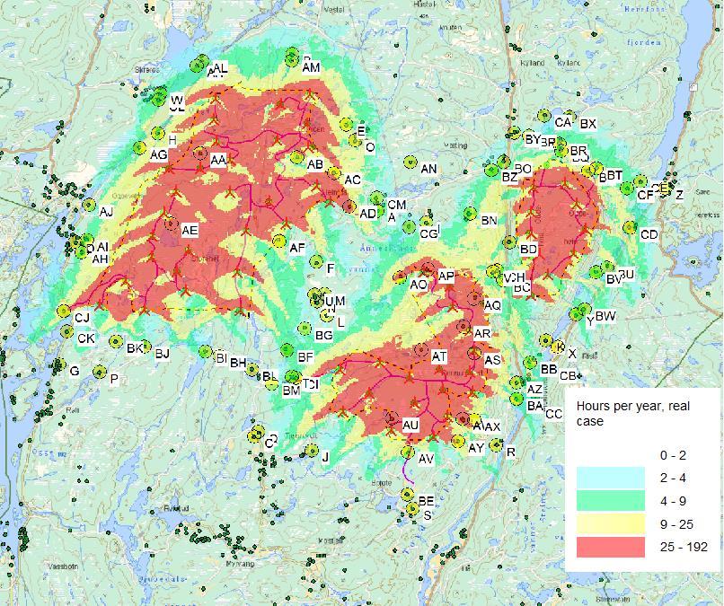 9.2.2 Oppdatert skyggekastberegning etter endret layout De oppdaterte skyggekastberegningene gir følgende vesentlige endringer på Oddeheia: Bygning Type Gammel verdi (hh:mm) Ny verdi (hh:mm) BQ