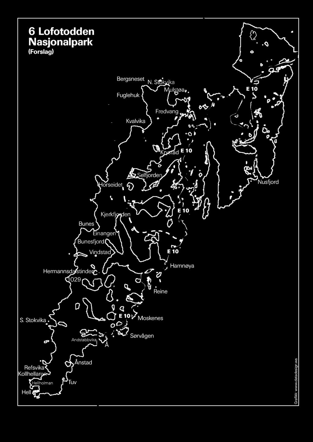 Stokvika Mulstøa E 10 Fredvang KART Kvalvika Side 1 Krystad E 10 Moskenesøya Horseidet Selfjorden Nusfjord Bunes Hermannsdalstinden 1029