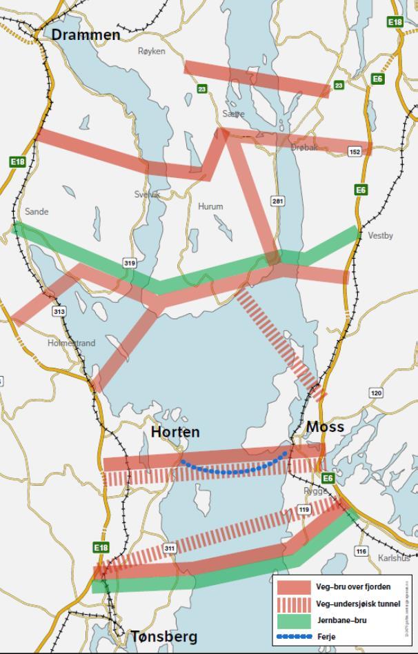 Konseptutvikling Vi har vurdert mange konsepter Veg bru Veg - tunnel Jernbane - bru Siling