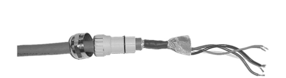 Tilfør varme (120 C eller 250 F) for å krympe røret uten å brenne kabelen.