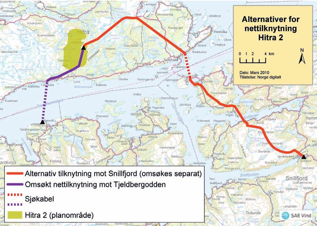 u tbyggi ngs p LAn E n figur 6.4 kart over nettilknytning av Hitra 2 vindpark Nord-Møre. SAE Vind har bidratt med informasjon om sine planer for vindkraft i og inn mot området, Skardsøya og Hitra2.