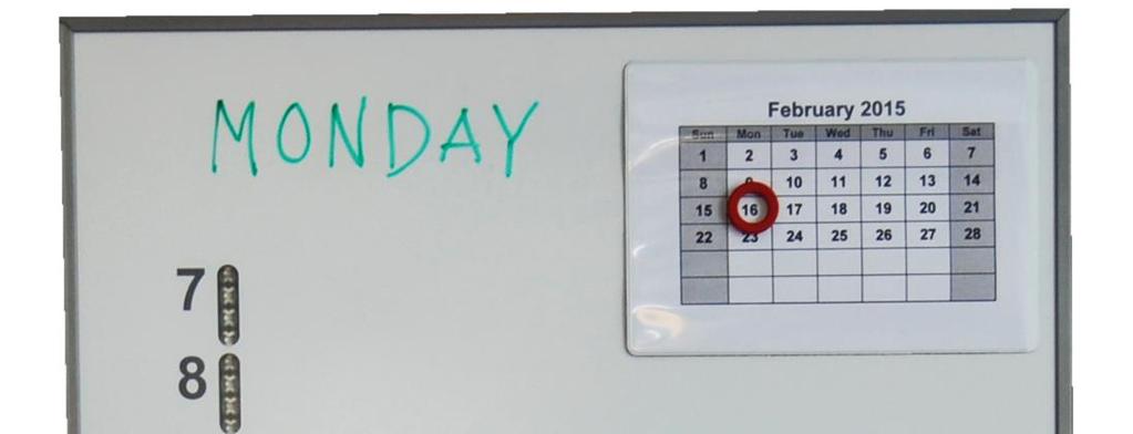 3. Show the date, day of the week and month You can use a range of different material and accessories to visualise the date, day of the week and month in a simple and practical manner.