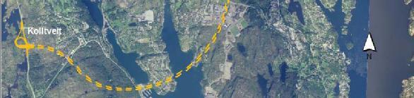 Høgdeskilnad mellom tilknytingspunkt på Kolltveit og i Arefjord og lågaste punkt i undersjøisk tunnel er ca 140 m. Eksisterande rv 555 vert hovudstamma i sekundærvegnettet.