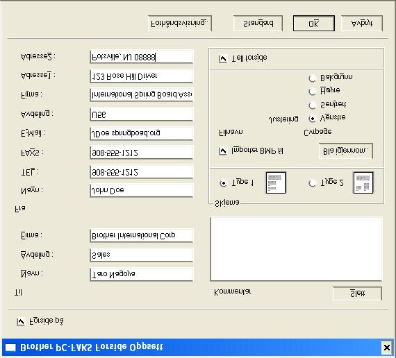 Sette opp en Forside Klikk i PC-FAX-dialogboksen for å få tilgang til oppsettskjermbildet for