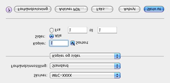 For å fullføre konfigurasjonen av Kopi-knappen, må du stille inn skrivernavnet.