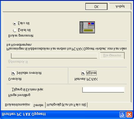 Oppsett for sending For å oppnå full funksjonalitet i Nettverk PC-FAX anbefales det på sterkeste at du aktiverer alternativet Nettverk PC-FAX under kategorien Sending i dialogboksen Brother PC-FAX