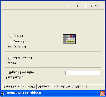 Oppsett for sender Velg kategorien Sender i dialogboksen Brother PC-FAX Oppsett for å få frem skjermbildet nedenfor. Brukeren kan velge mellom to brukergrensesnitt: Enkel stil eller Faksstil.