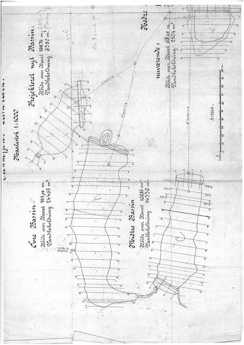 Vedlegg 1; Tegninger av de opprinnelige dammene Oversikt over eksisterende magasin og dammer (Øvre og