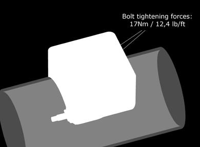 Thrusteren skal plasseres med boltehullet som senterlinjen i midten av båten (Fig. 2).