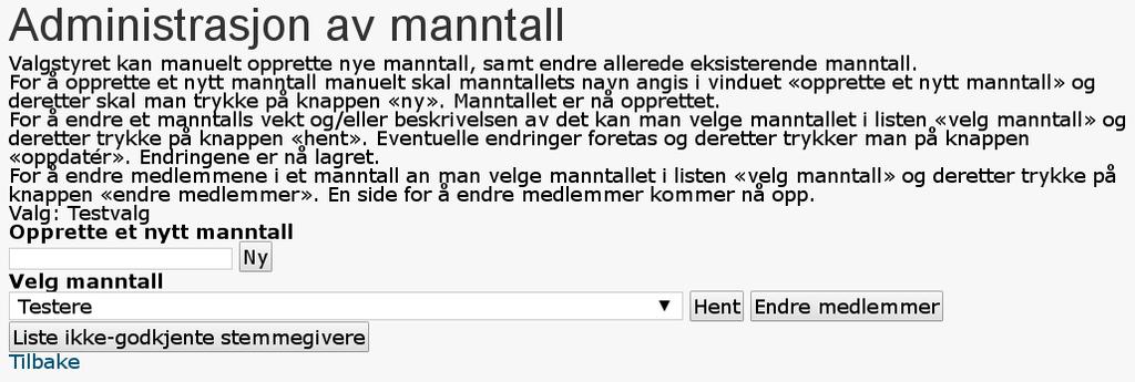 Manntallslistene settes opp under manntall. Hvert manntall gis et navn.