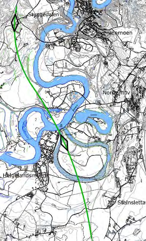 Grønn korridor, Bymoen Styggedalen, Alternativ a Daglinje Bymoen Helgelandsmoen - Styggedalen