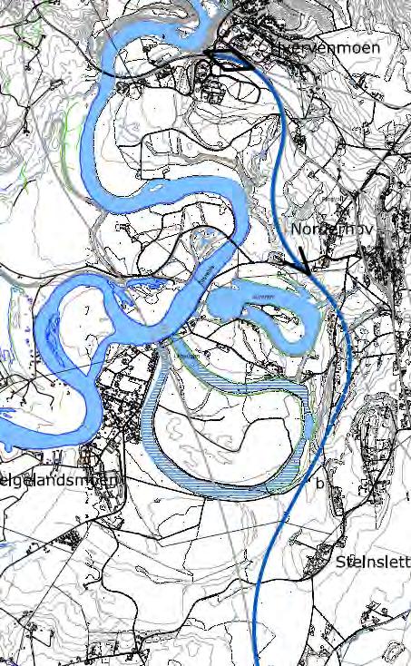 Blå korridor, Bymoen Hvervenmoen, Alternativ b Tunnel sør for Norderhov Halvt