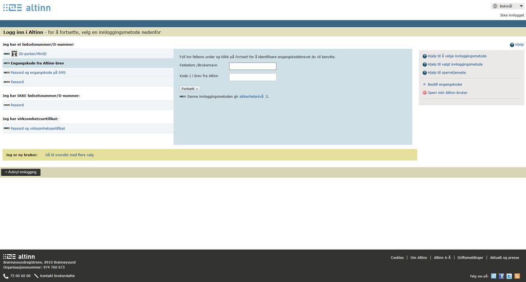 Innloggingsmetoder i Altinn Eller du kan bruke