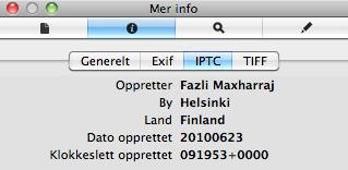 informasjon i bilder ved å gå inn på File -> File Info.