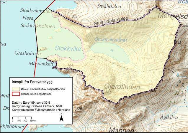 Stokkvika (Moskenes) Det er kommet innspill fra Forsvarsbygg om at de primært ønsker at Stokkvika tas ut av nasjonalparken.