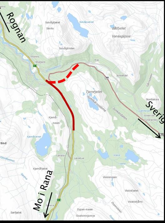 Handlingsprogram riksveginvesteringer Region nord Rv. 77 Tjernfjellet 4 km hvorav 3,3 km tunnel Kontrakter Forskjæringer.