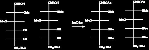 4.1.3) og reduksjon (metode 5.4.1.4), frie hydroksylgrupper. Disse acetyleres med eddiksyreanhydrid for økt egnethet for gasskromatografisk separasjon (Figur 5-11).