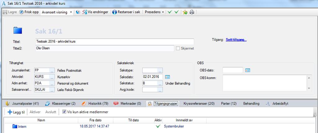 Trykk på knappen på hovedmenyen øverst i Outlook-vinduet. Du får opp en liste med malsaker: Velg Generell sak eller Generell sak - u.off.