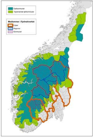 Særpreg og identitet følger formelle grenser 4 fylke 5 regionråd 7 kommunar (tidlegare Fjellregionsamarbeidet) DNT Fjell- Forsk-