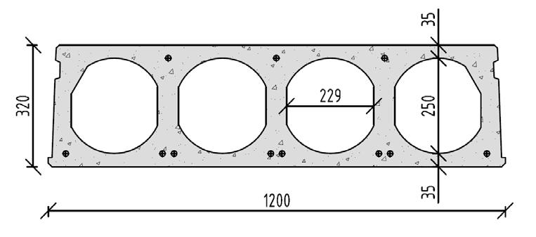 Figur A-2 Typiske mål for HD320, kanalform og størrelse varierer med produsent. Andre elementtyper produseres også i standard størrelser, men med variasjoner fra produsent til produsent.