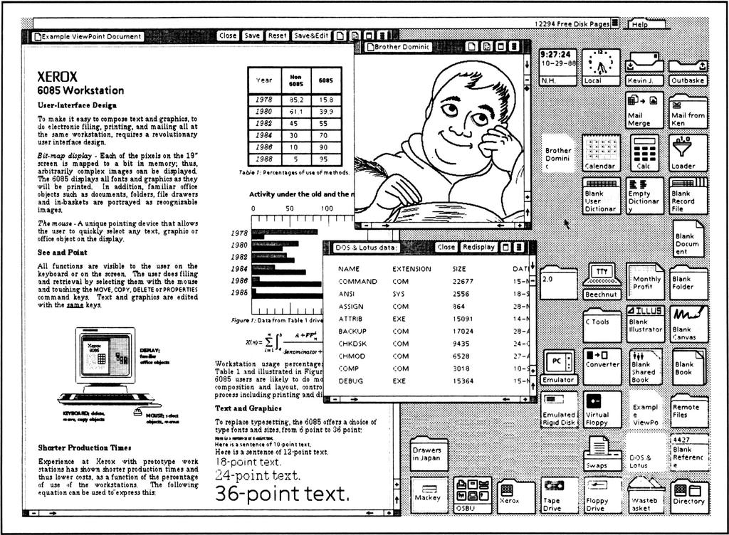 GUI-kontrollelementer Kontrollelementer, komponenter, widgets. Har si; opphav fra Xerox Parc på 70-tallet.