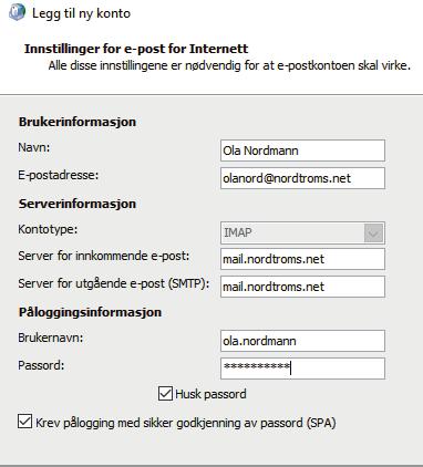 Oppsett av epost - Outlook Vi henviser til vår hjemmeside for informasjon. Under finner dere eksempel for oppsett for Office 2010 på PC.