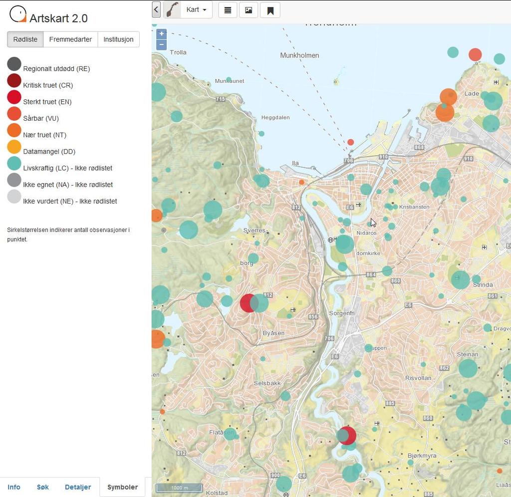 Artskart Allerede en nasjonal infrastruktur for stedfestede artsdata med omfattende bruk Inneholder data om >23 mill.