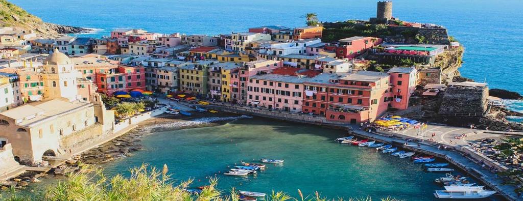 Dag 2 - Vandring og togtur (F/M) Vi drar sydover til Cinque Terre og har en litt lett dag, i det vi når den nordligste av de fem byer, Monterosso.