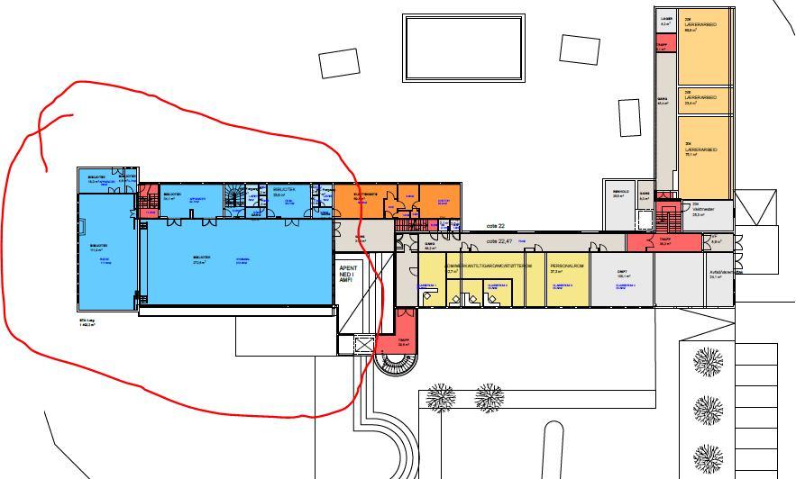 s.3 av 5 Eksisterende kantineareal plasseres i. plan. Størrelsen på kantina blir innsnevret og tilpasset dagens skoledrift.