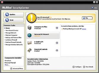 Slik bruker du SecurityCenter Ved installering vil SecurityCenter vise komplett beskyttet status gjennom et grønt hakemerke.