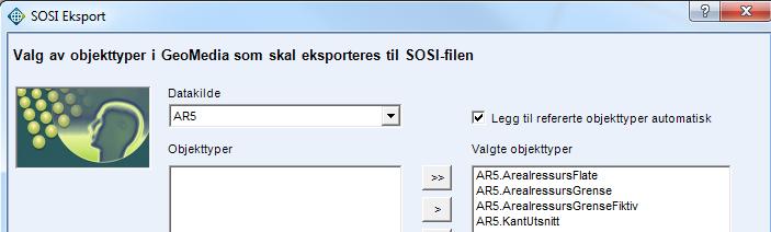 5.4. Eksporter til SOSI AR5-basen skal leveres Fylkeskartkontoret på SOSI-format.