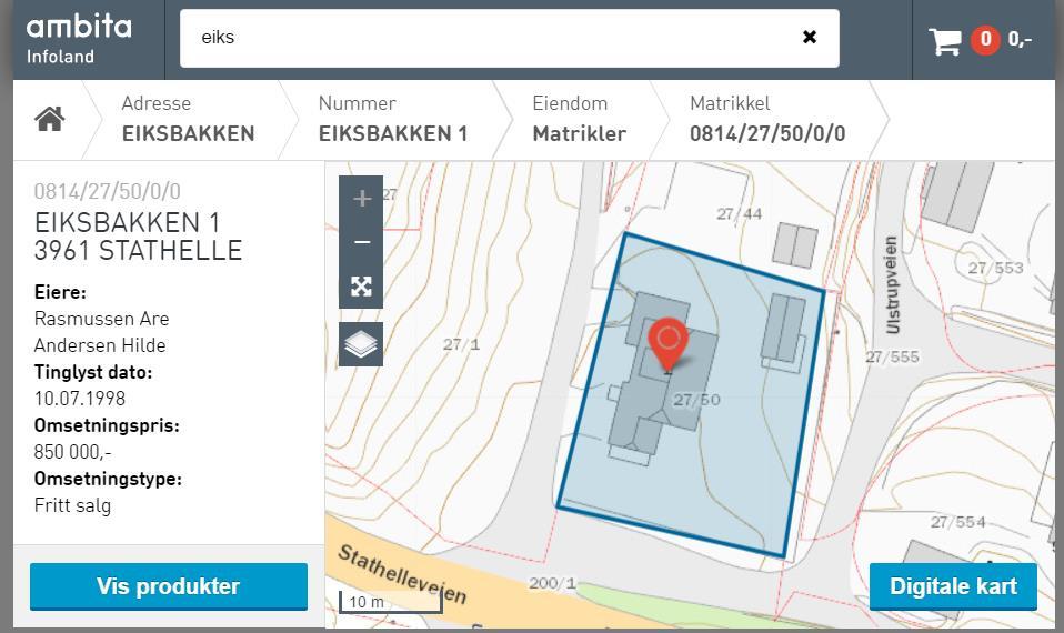 Når alle valg er utført blir knappen «Vis produkter» tilgjengelig.